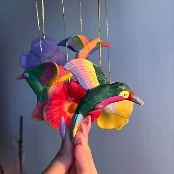 Colorful Hand-Painted Hummingbird Wind Chime - Picture 9 of 9